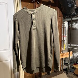 Uniqlo Khaki Ribbed Knit Henley long sleeve